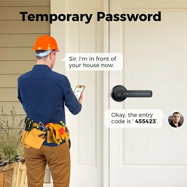 Tuya Smart Fingerprint Door Lock – Biometric Door Handle with App Control & Key Access