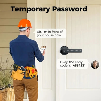 Tuya Smart Fingerprint Door Lock – Biometric Door Handle with App Control & Key Access