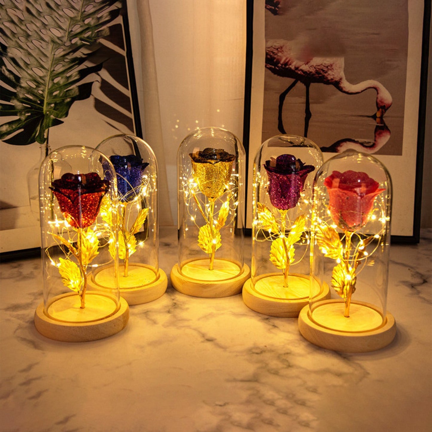 Romantic LED Rose Gifts – Glass Dome Flower Light for Her