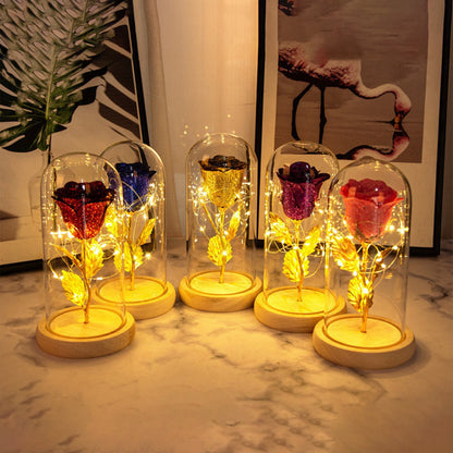Romantic LED Rose Gifts – Glass Dome Flower Light for Her