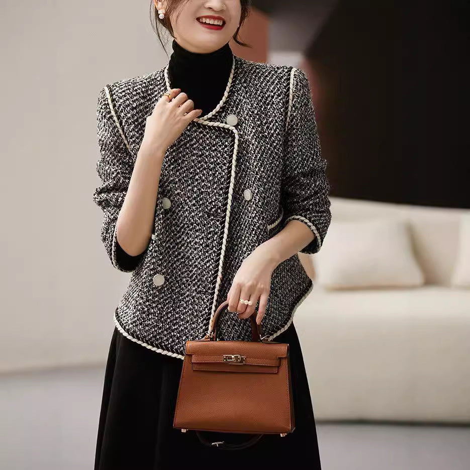 Double-Breasted Autumn Coat for Women – Elegant Western-Style Outerwear