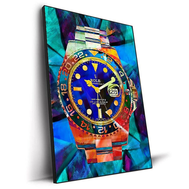 Luxury Canvas Wall Art – World Famous Watch Graffiti Prints (Frameless Design)