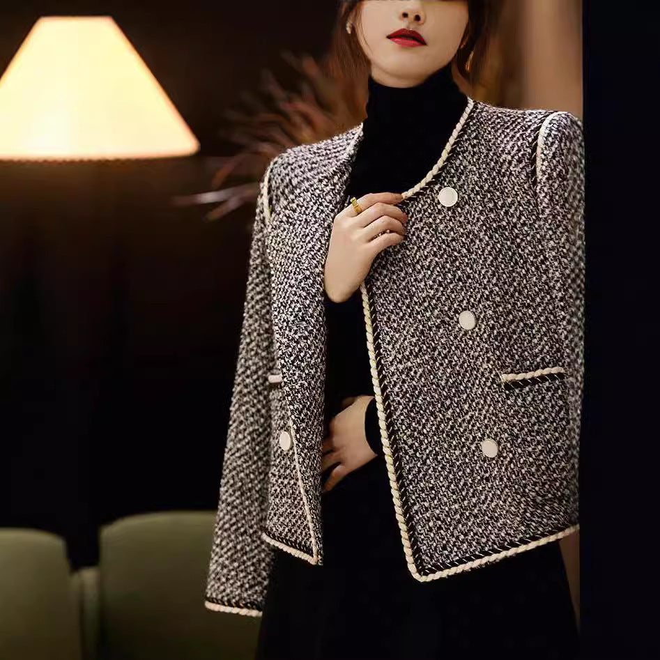 Double-Breasted Autumn Coat for Women – Elegant Western-Style Outerwear