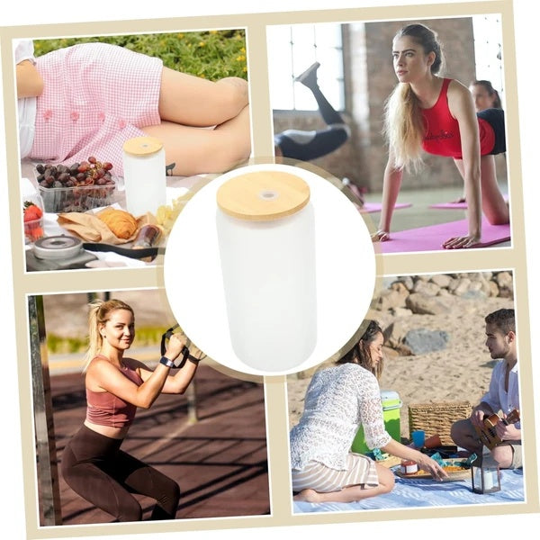 Sublimation Glass Cup with Bamboo Lid