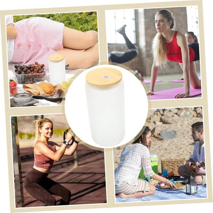 Sublimation Glass Cup with Bamboo Lid