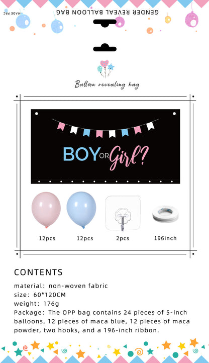 Gender Reveal Balloon Drop Bag – “Boy or Girl?” Confetti Balloon Bag for Baby Shower Party Surprise