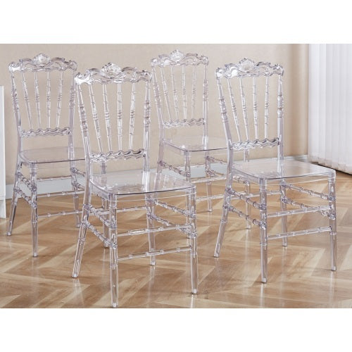Set of 4 Elegant Dining Chairs – Welded Frame with Sleek Plastic Seats for Events & Special Occasions