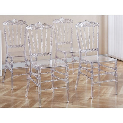 Set of 4 Elegant Dining Chairs – Welded Frame with Sleek Plastic Seats for Events & Special Occasions