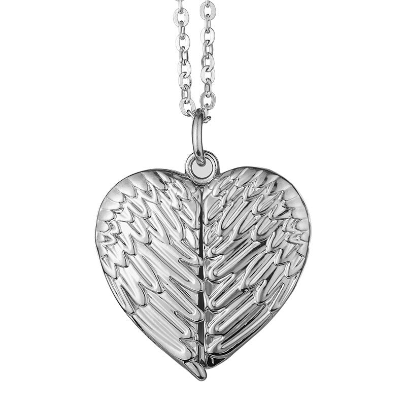 Blank Heart Angel Pendant Necklace – Sublimation-Ready Keepsake for Heat Transfer Personalization