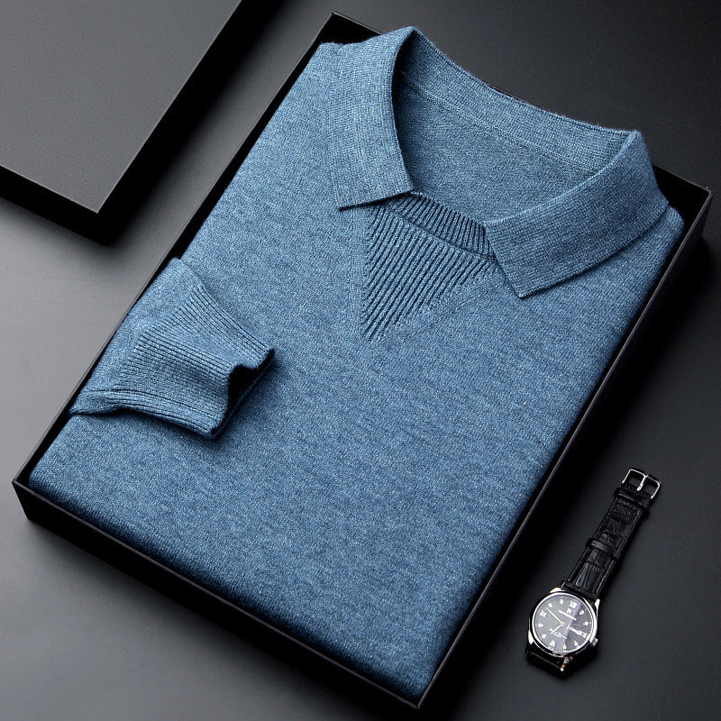 Men’s Knitwear Lapel Pullover – Fashionable & Casual Bottoming Shirt