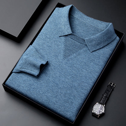 Men’s Knitwear Lapel Pullover – Fashionable & Casual Bottoming Shirt