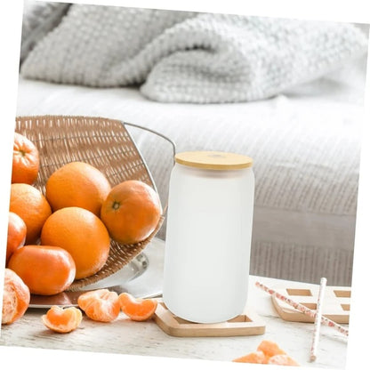 Sublimation Glass Cup with Bamboo Lid