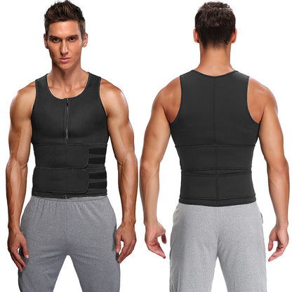 Men’s Fitness Sauna Vest – Waist Trainer Sweat Shirt with Double Belt & Body Shaper Corset