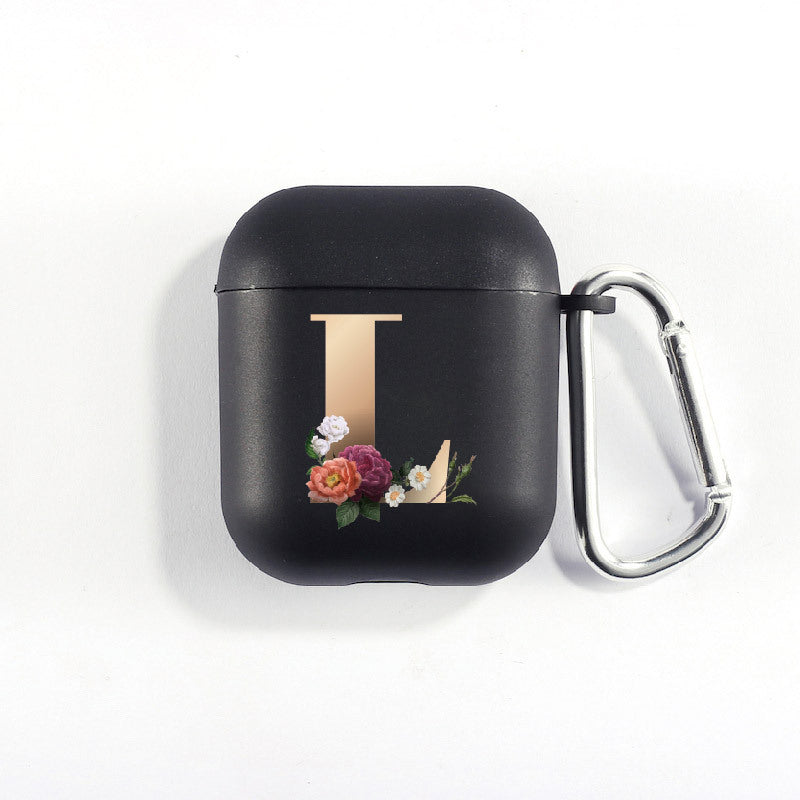 Matte Black Alphabet Series-Earbud Case