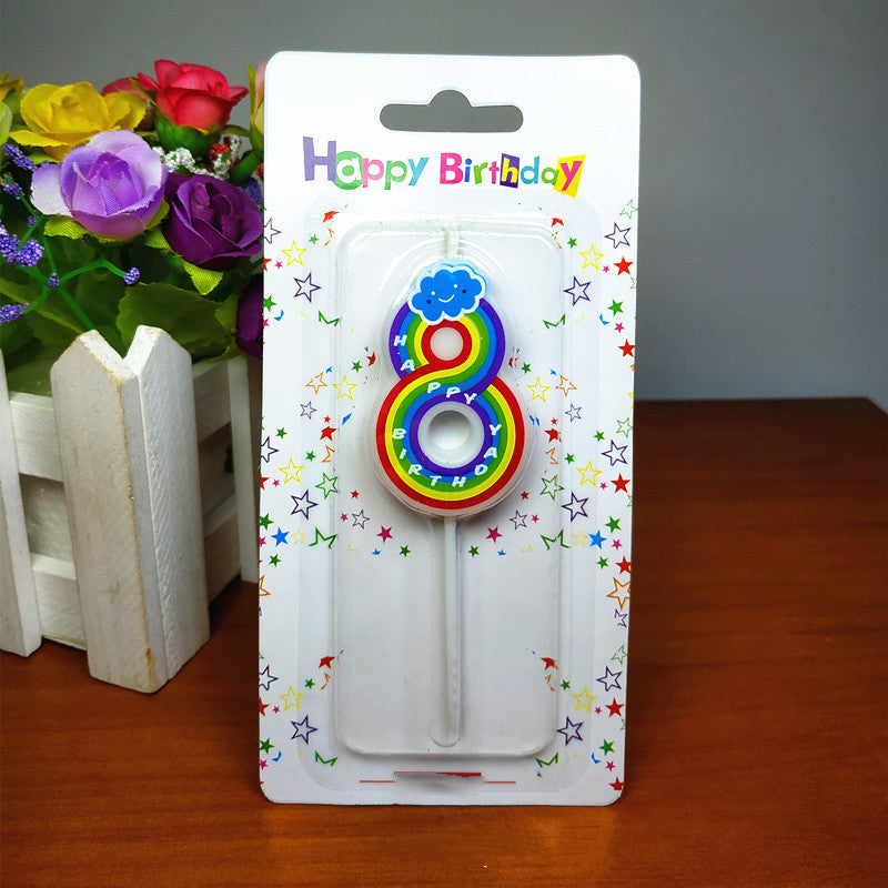 Birthday Number Rainbow Candle
