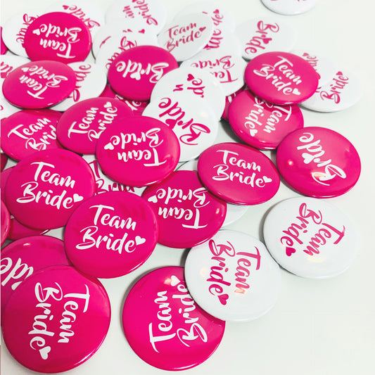 Bride & Team Bride Badges – Wedding Party Pins for Bridal Showers, Bachelorette Parties & Hen Nights