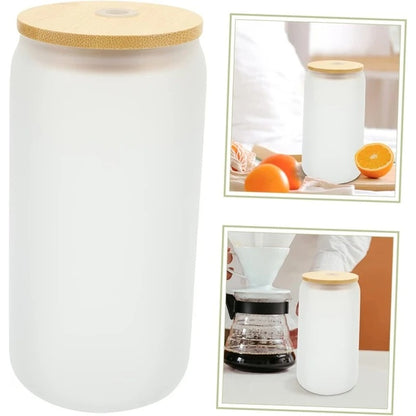 Sublimation Glass Cup with Bamboo Lid