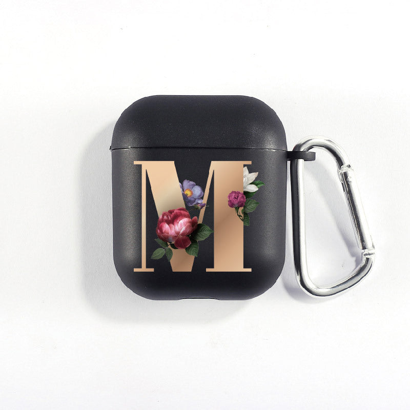 Matte Black Alphabet Series-Earbud Case
