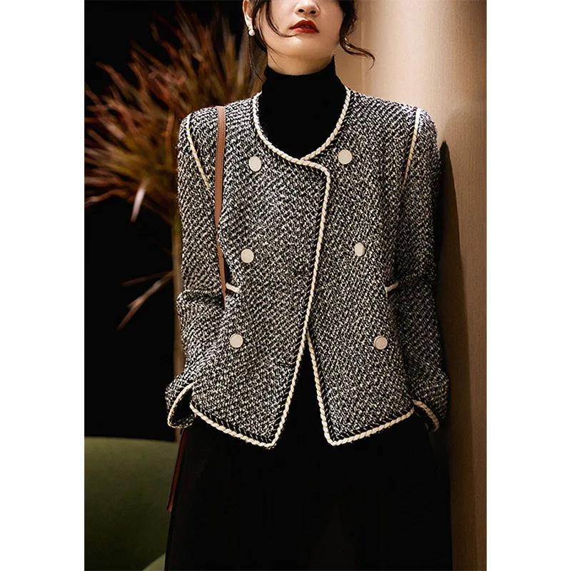 Double-Breasted Autumn Coat for Women – Elegant Western-Style Outerwear