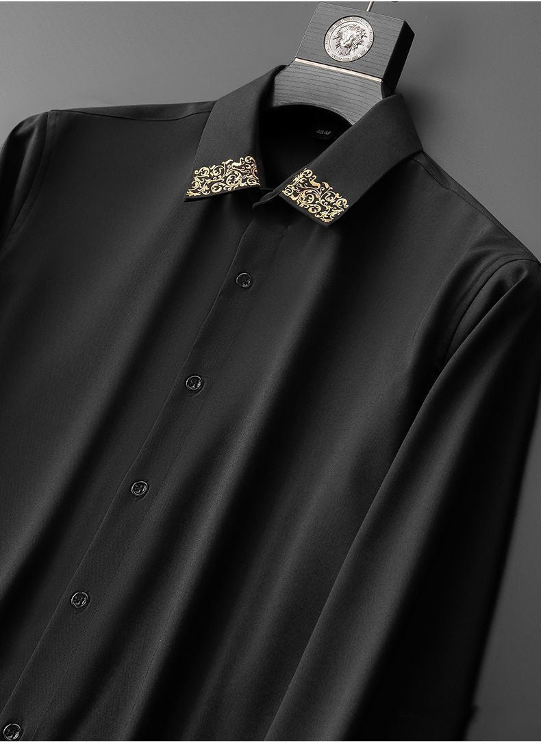 Spring Light Luxury Oversized Shirt – European High-End Embroidered Design
