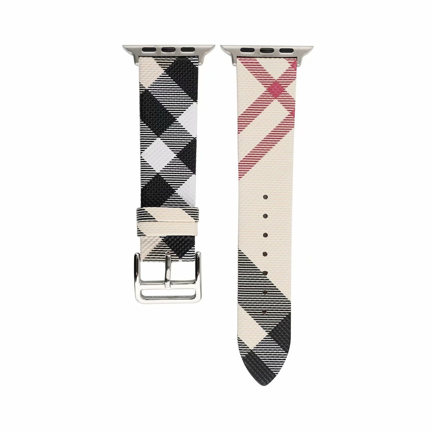 Luxury Leather Check Watch Strap – Fashion Upgrade for Your Smartwatch