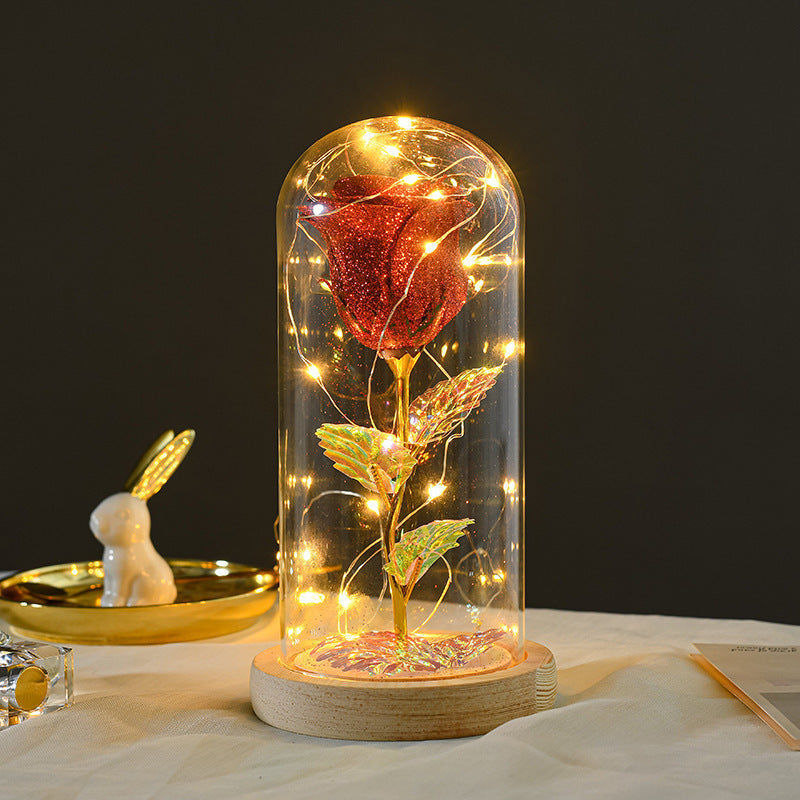 Romantic LED Rose Gifts – Glass Dome Flower Light for Her