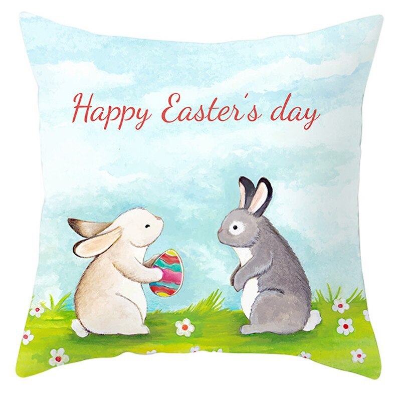 Easter Pillowcase – Soft Short Plush Cushion Cover for Spring & Holiday Home Decor