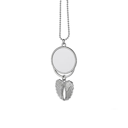 Sublimation Angel Wings Car Pendant – Round DIY Hanging Car Accessory
