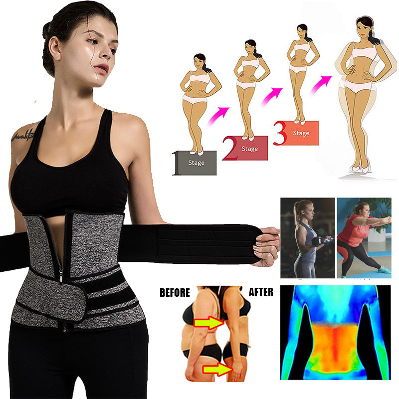 Women’s Tummy Sweat Shapewear Bodysuit – Waist Trainer Slimming Corset with 2-3 Adjustable Belts