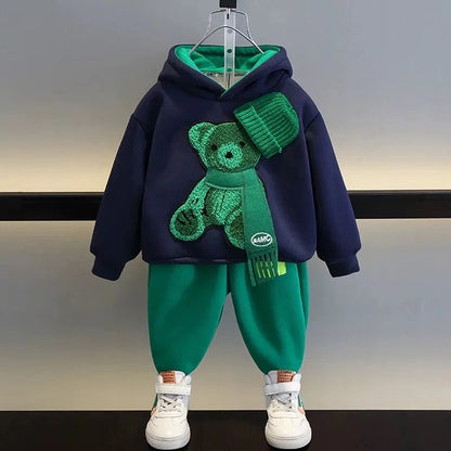 Boys' and Girls' Fashionable Sports Sweater Set – Trendy Children's Clothing for Spring & Autumn