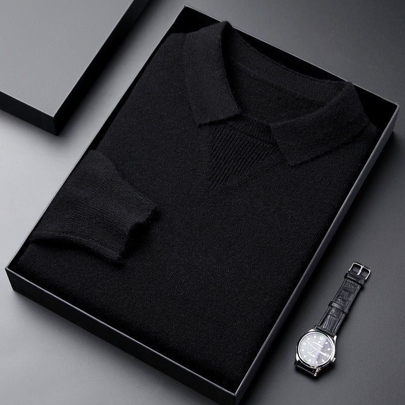 Men’s Knitwear Lapel Pullover – Fashionable & Casual Bottoming Shirt