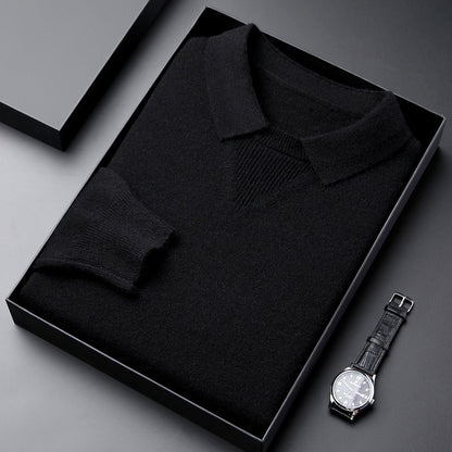 Men’s Knitwear Lapel Pullover – Fashionable & Casual Bottoming Shirt