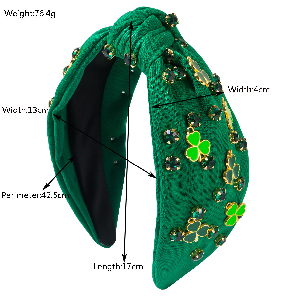 Rhinestone Green Clover Headband – Sparkly St. Patrick’s Day Hair Accessory for Women