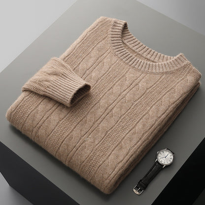 Men’s Round Neck Cashmere Sweater – Classic Long Sleeve Pullover