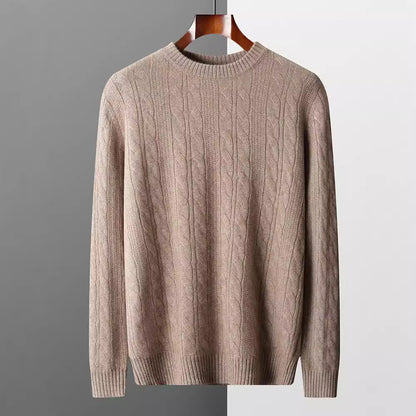 Men’s Round Neck Cashmere Sweater – Classic Long Sleeve Pullover