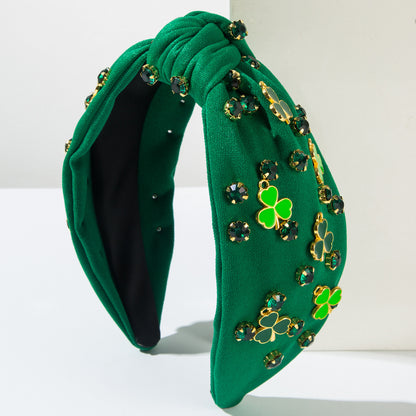 Rhinestone Green Clover Headband – Sparkly St. Patrick’s Day Hair Accessory for Women