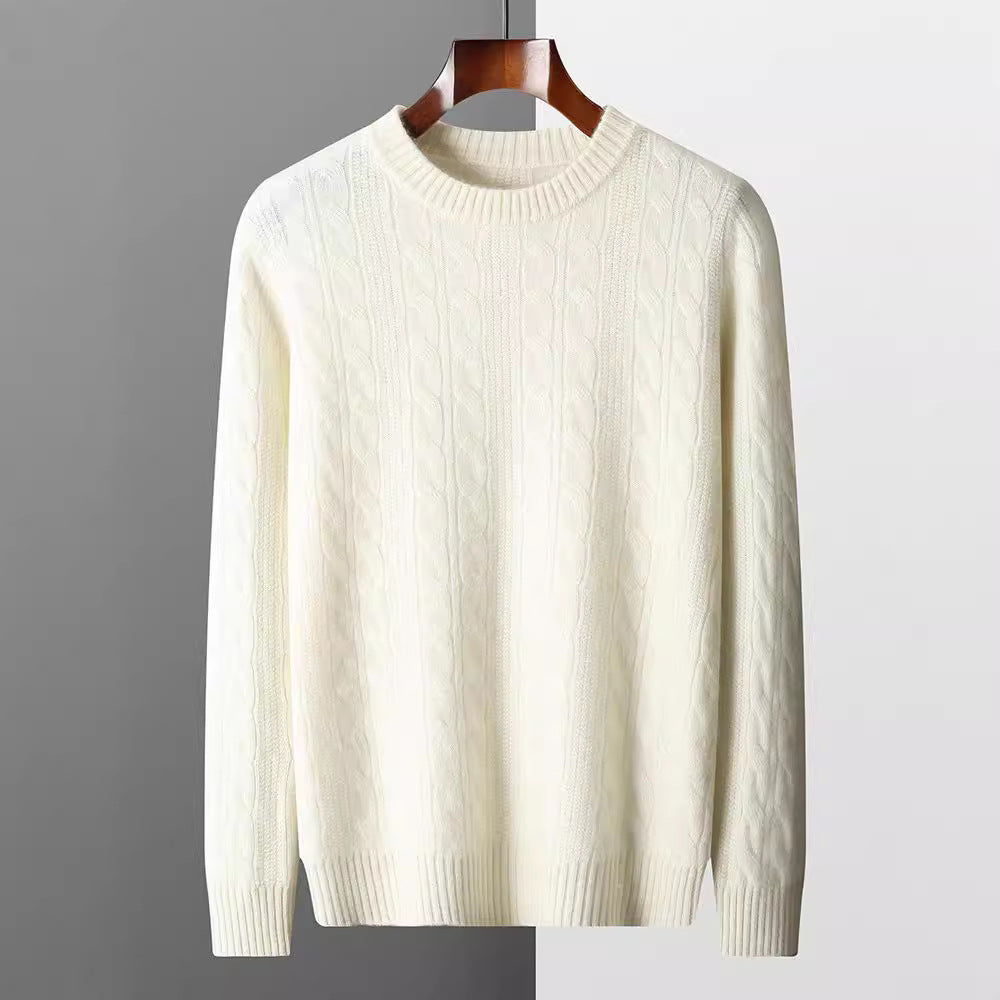 Men’s Round Neck Cashmere Sweater – Classic Long Sleeve Pullover