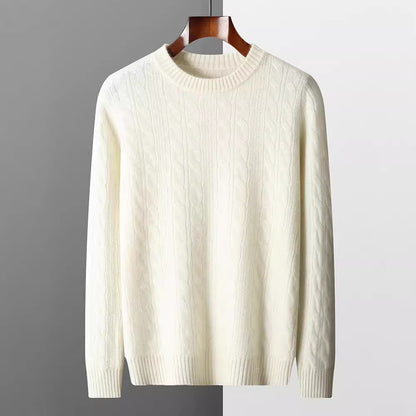 Men’s Round Neck Cashmere Sweater – Classic Long Sleeve Pullover