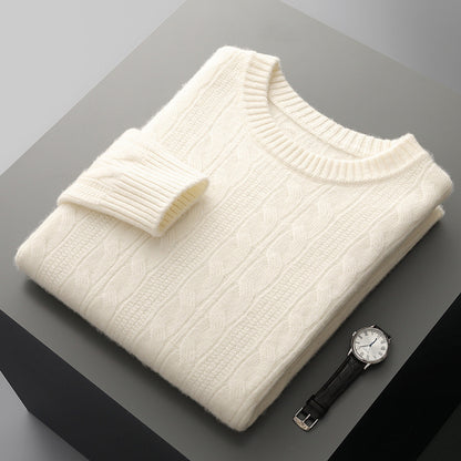 Men’s Round Neck Cashmere Sweater – Classic Long Sleeve Pullover
