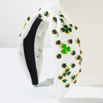 Rhinestone Green Clover Headband – Sparkly St. Patrick’s Day Hair Accessory for Women