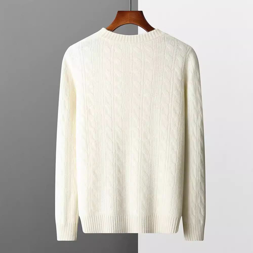Men’s Round Neck Cashmere Sweater – Classic Long Sleeve Pullover
