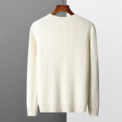 Men’s Round Neck Cashmere Sweater – Classic Long Sleeve Pullover