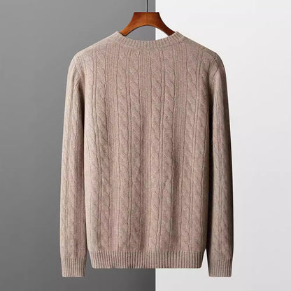 Men’s Round Neck Cashmere Sweater – Classic Long Sleeve Pullover