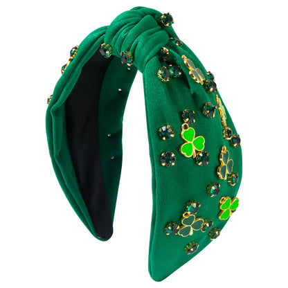 Rhinestone Green Clover Headband – Sparkly St. Patrick’s Day Hair Accessory for Women