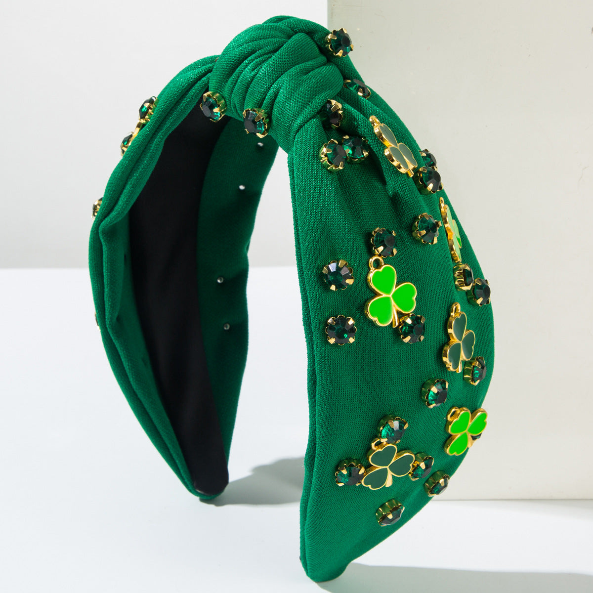 Rhinestone Green Clover Headband – Sparkly St. Patrick’s Day Hair Accessory for Women