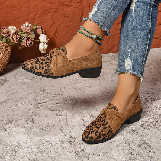 Leopard Print Casual Suede Slip-on Shoes