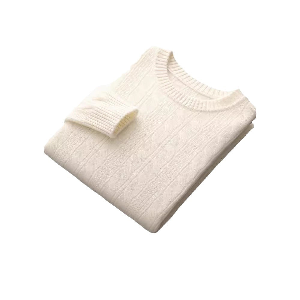 Men’s Round Neck Cashmere Sweater – Classic Long Sleeve Pullover