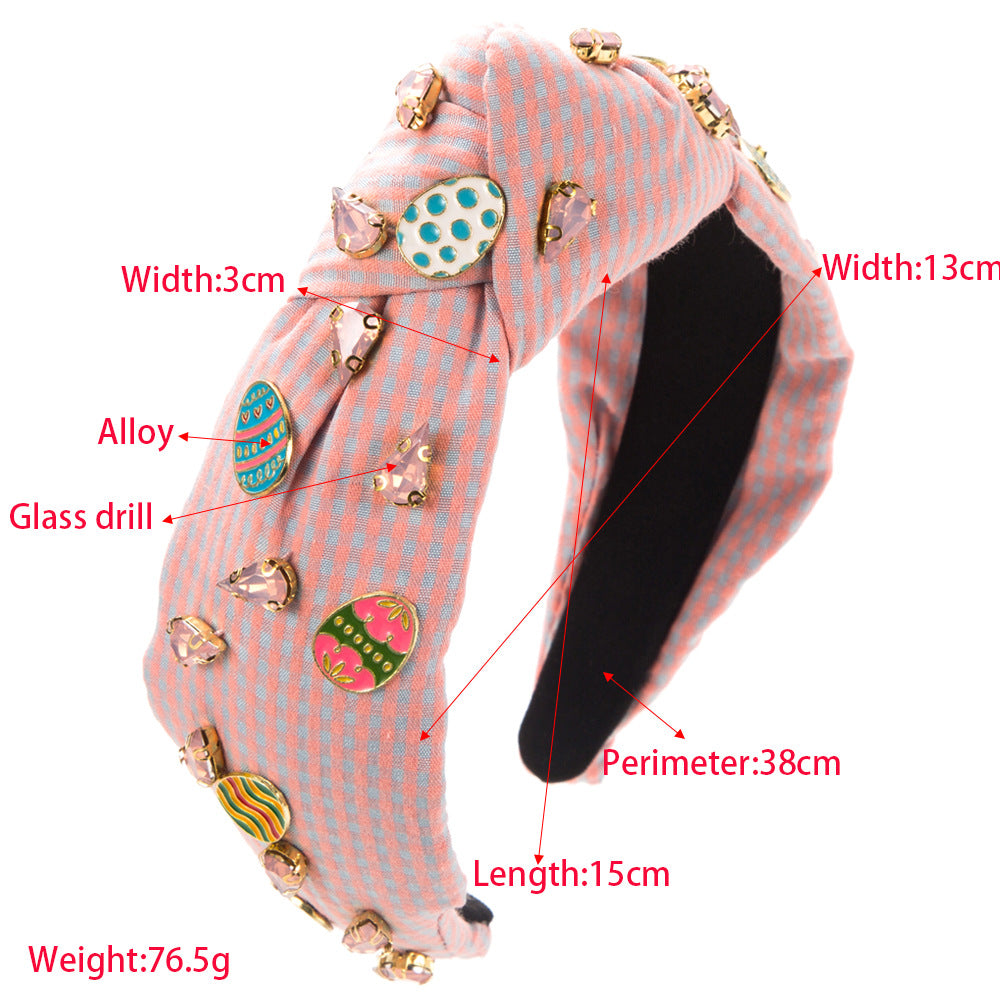 Hand-Stitched Easter Headband – Fashion Plaid Fabric Bunny Ears Hair Accessory