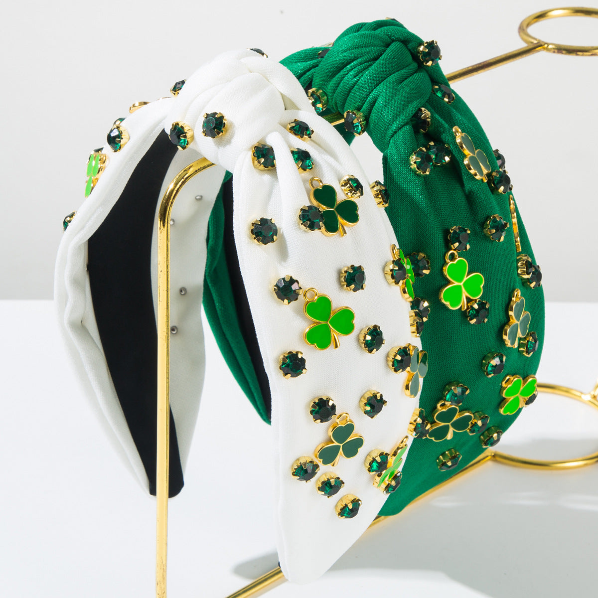 Rhinestone Green Clover Headband – Sparkly St. Patrick’s Day Hair Accessory for Women