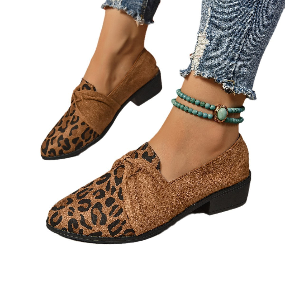 Leopard Print Casual Suede Slip-on Shoes